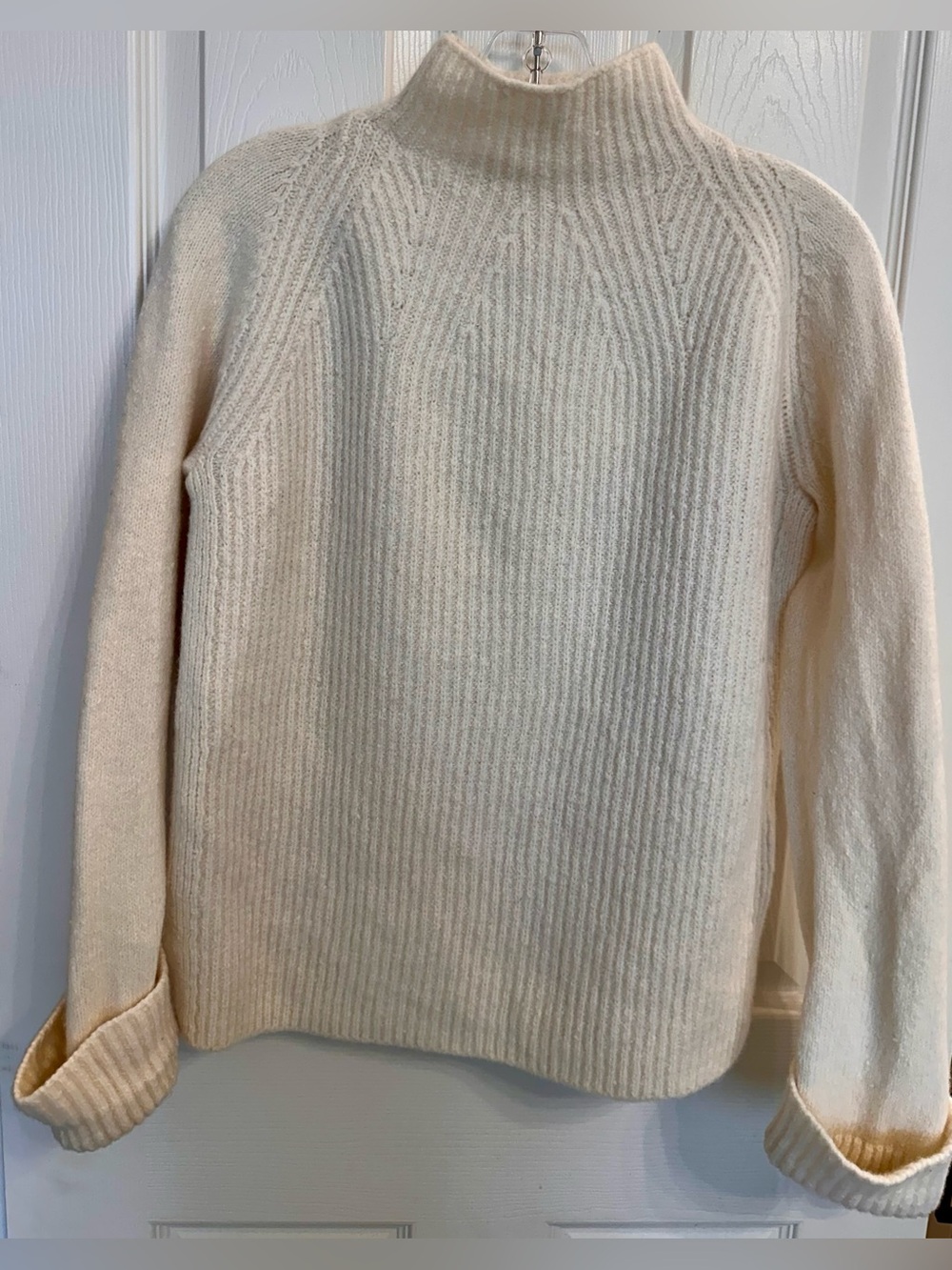 Vince Women’s Cream Ribbed Mock Neck Sweater Size M